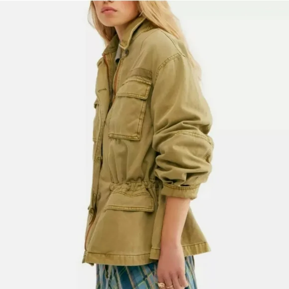 Free People Utility Jacket in Olive Green - Picture 2 of 14